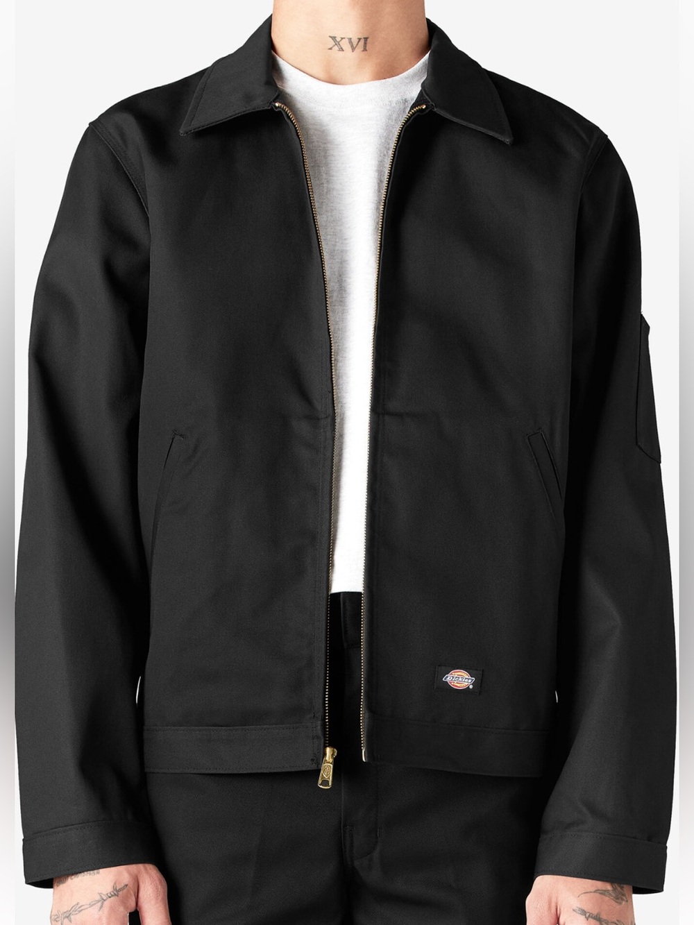 Dickies Eisenhower Black Zip Front Lightweight Work Jacket